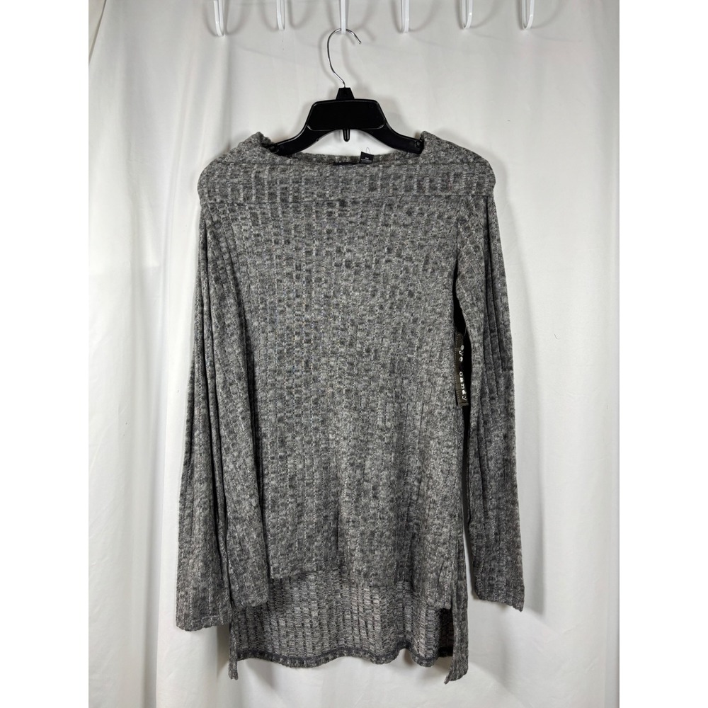 Eye Candy Womens 1X Grey Waffle Knit Boat Neck High Low Tunic Top NWT